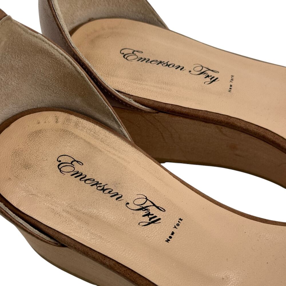 Emerson Fry Ankle Strap Wedge Platform Sandal Women's SZ 7 Brown Resort Summer - Picture 9 of 12